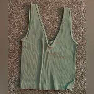 Mint Green Ribbed Women's Crop Top